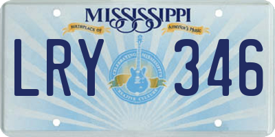 MS license plate LRY346