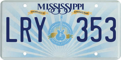 MS license plate LRY353