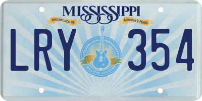 MS license plate LRY354