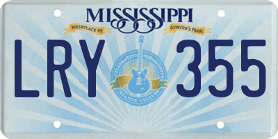 MS license plate LRY355