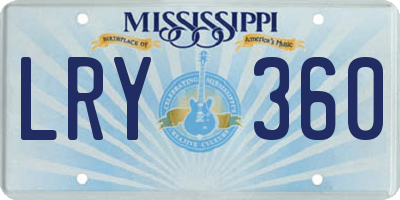 MS license plate LRY360