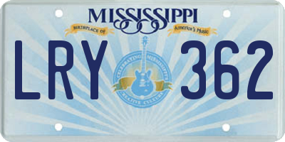 MS license plate LRY362