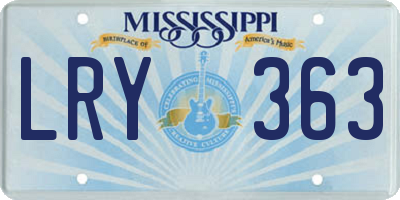 MS license plate LRY363