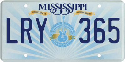 MS license plate LRY365