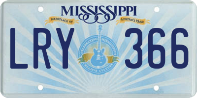MS license plate LRY366