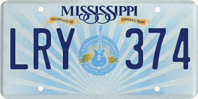 MS license plate LRY374