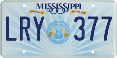 MS license plate LRY377
