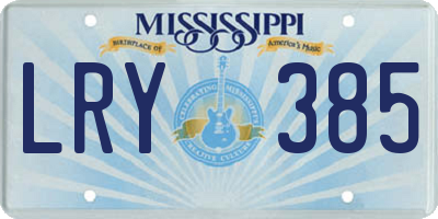 MS license plate LRY385