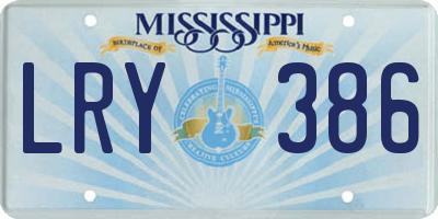 MS license plate LRY386