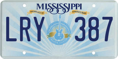MS license plate LRY387