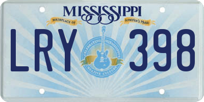 MS license plate LRY398