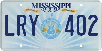 MS license plate LRY402