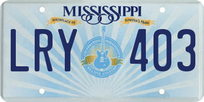MS license plate LRY403