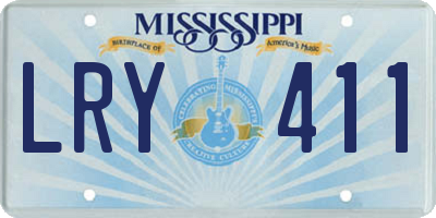 MS license plate LRY411
