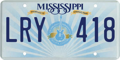 MS license plate LRY418