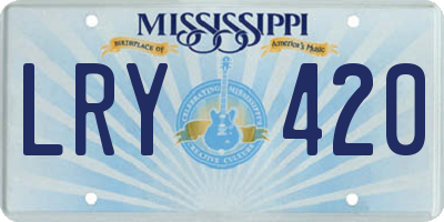 MS license plate LRY420