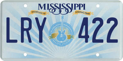 MS license plate LRY422