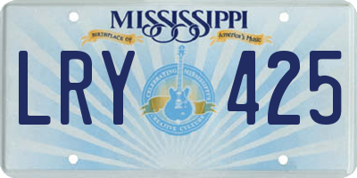 MS license plate LRY425
