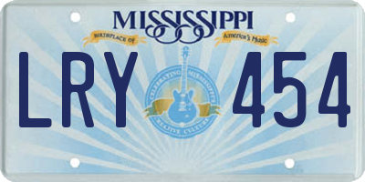 MS license plate LRY454