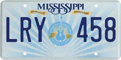 MS license plate LRY458