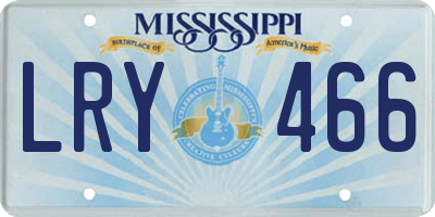 MS license plate LRY466