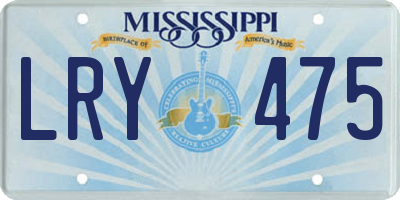MS license plate LRY475