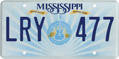 MS license plate LRY477