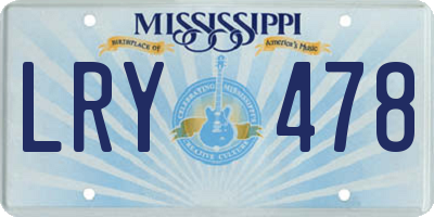 MS license plate LRY478