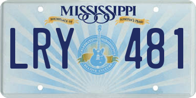 MS license plate LRY481