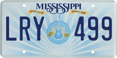 MS license plate LRY499