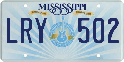 MS license plate LRY502