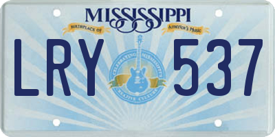 MS license plate LRY537