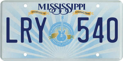 MS license plate LRY540