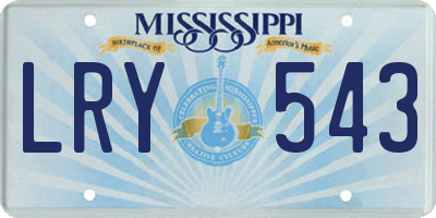 MS license plate LRY543