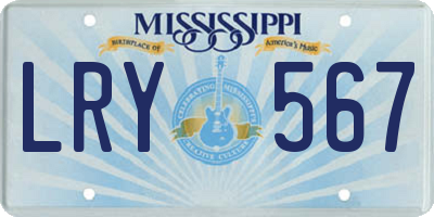 MS license plate LRY567