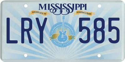 MS license plate LRY585