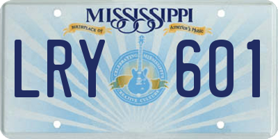 MS license plate LRY601