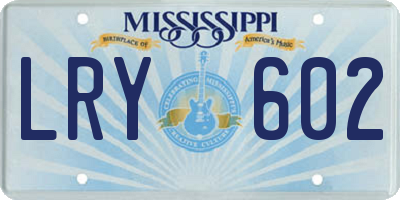 MS license plate LRY602
