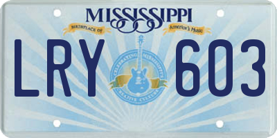 MS license plate LRY603