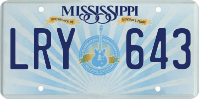 MS license plate LRY643