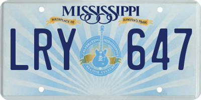 MS license plate LRY647