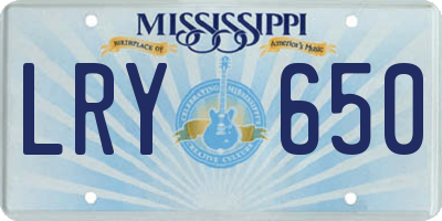 MS license plate LRY650