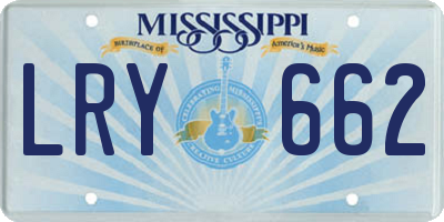 MS license plate LRY662