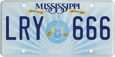 MS license plate LRY666