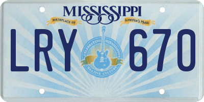 MS license plate LRY670