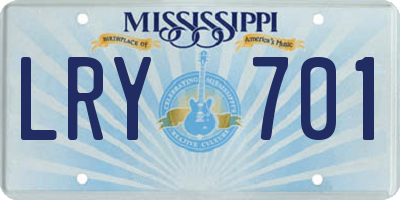 MS license plate LRY701