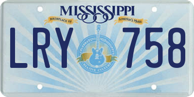 MS license plate LRY758
