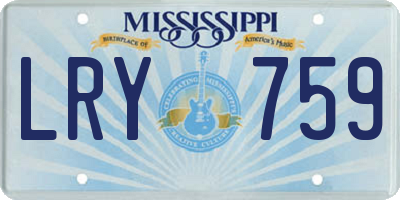 MS license plate LRY759