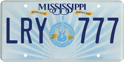 MS license plate LRY777