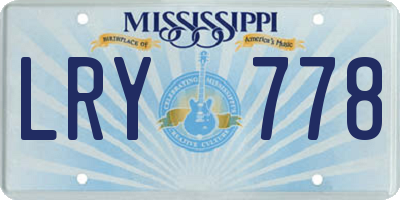 MS license plate LRY778